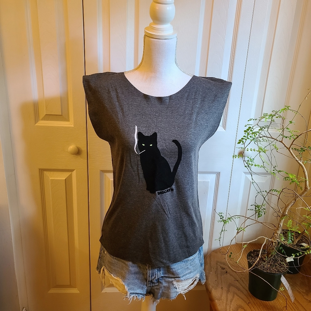 Womens Short Sleeve cat print